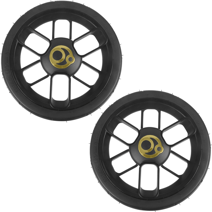G5 Stroller Rear Wheels with Black Rim and Gold Hub